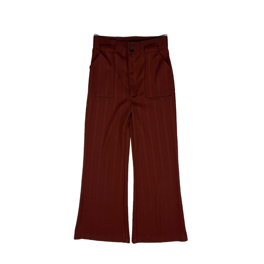 Free People Women’s Pants Size 4 Rust Red High Rise Wide Leg Front Patch Pockets